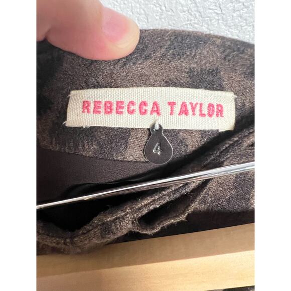 Rebecca Taylor Leopard Animal Print Wool Asymmetrical Ruffle Mini Skirt Size 4 - Picture 6 of 7